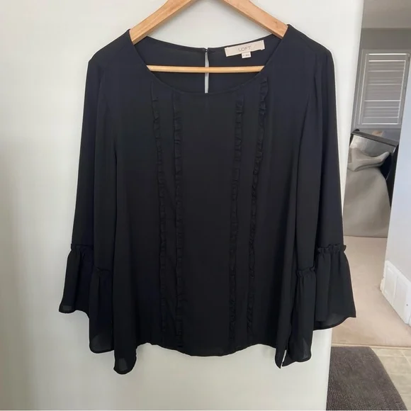 LOFT Ruffle Bell Sleeve Blouse - Picture 2 of 7